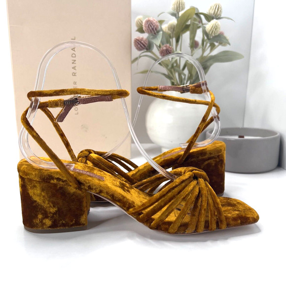 Loeffler Randall Renee-VL Knot Heel Velvet Sandal Ochre Women 6.5B Anthropologie - Picture 7 of 11